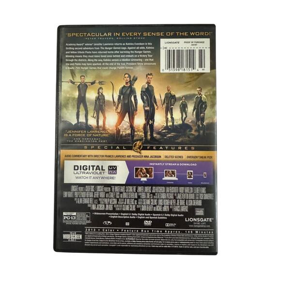 The Hunger Games Catching Fire DVD 2013 PG-13 - Picture 3 of 3